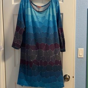 Blue and purple long tunic top